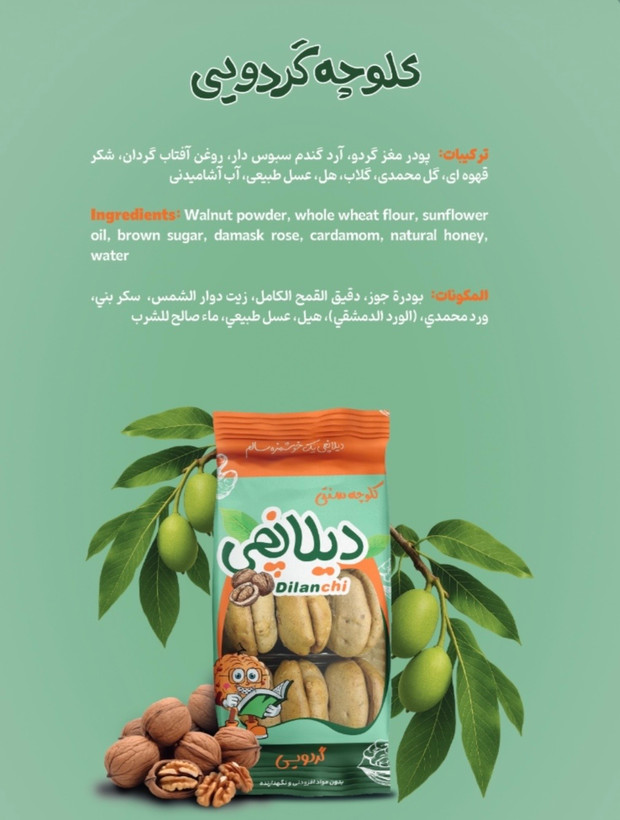 کلوچه سنتی گردویی دیلانچی ۳۵۰ گرمی سلامت محور