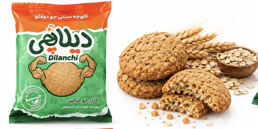 کلوچه دو قلوی جو ۴۵ گرمی دیلانچی