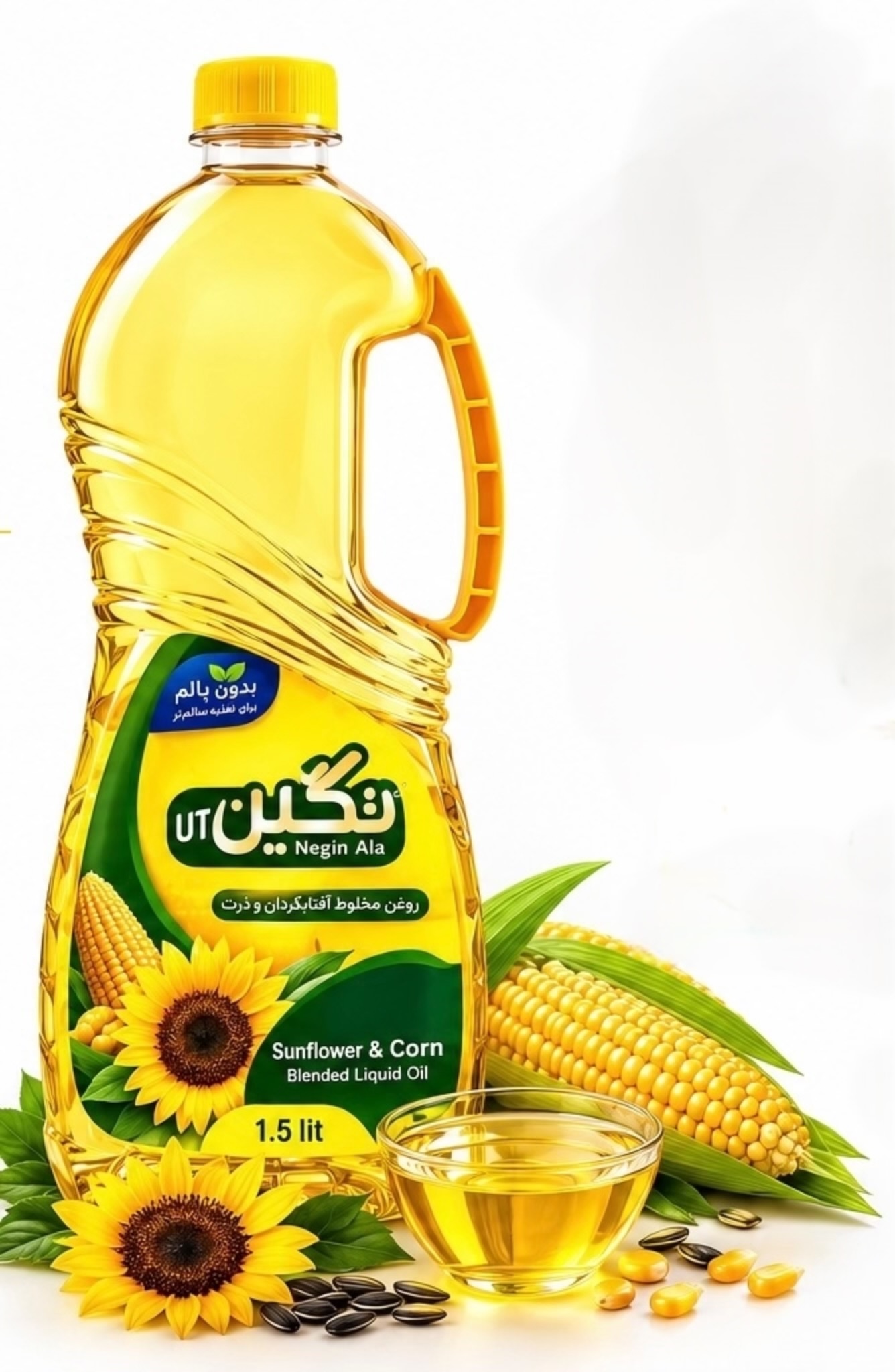 روغن مایع پایه ذرت ۱/۵ لیتری نگین